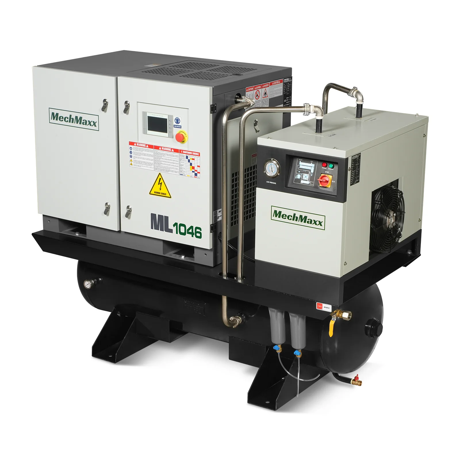 10HP Combined Rotary Screw Air Compressor with Dryer & 66-Gal ASME Tank | 32 CFM, 116 PSI, 460V 3-Phase - Industrial Grade 10HP Combined Rotary Screw Air Compressor with Dryer & 66-Gal ASME Tank | 32 CFM, 116 PSI, 460V 3-Phase - Industrial Grade