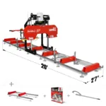 26" Portable Sawmill (5x Blades Included), KOHLER CH440 429cc E-Start Gasoline Engine, 20" Board Width, 20' Track Length (13' Track Length + 6.4' Track Extension Included) , SM-26