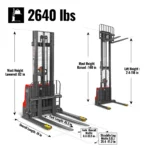 2640lbs Electric Straddle Stacker, 118" Lift, Adjustable Legs & Forks, F26-118SLA - Image 5