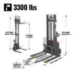 3300lbs Electric Straddle Stacker, 118" Lift, Adjustable Legs & Forks, F33-118SLA - Image 5