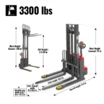 3300lbs Electric Straddle Stacker, 98" Lift, Adjustable Legs & Forks, F33-98SLA - Image 5