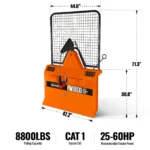 8800lbs 3-Point Hitch Forestry Log Skidding Winch, 200ft Cable Length, 25-60 HP Tractor, Category 1 Hookup, FW8800 - Image 2