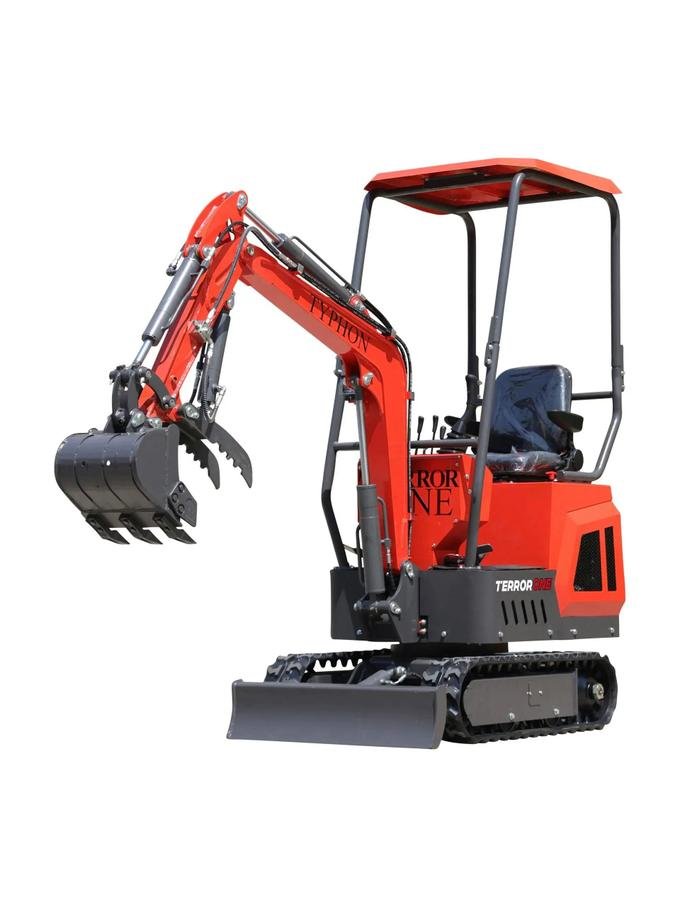 TYPHON TERROR ONE STORM 1-Ton Mini Excavator – High-Performance Micro Crawler Trench Digger with Protective Canopy TYPHON TERROR ONE STORM 1-Ton Mini Excavator – High-Performance Micro Crawler Trench Digger with Protective Canopy