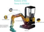 TYPHON TERROR X STORM 1-Ton Mini Excavator – High-Performance Crawler Trench Digger with Protective Canopy & Hydraulic Systems
