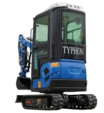 TYPHON TERROR XVII Heavy-Duty Cabin Mini Excavator – 4000 lbs Closed Cab Rubber Track Digger with Kubota Diesel