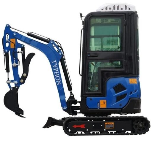 TYPHON TERROR XVII Heavy-Duty Cabin Mini Excavator – 4000 lbs Closed Cab Rubber Track Digger with Kubota Diesel
