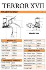 TYPHON TERROR XVII Heavy-Duty Mini Excavator – 3800 lbs Rubber Track Digger with Kubota D902 Diesel Engine