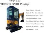 TYPHON TERROR XVIII Prestige 2-Ton Mini Excavator – Premium Crawler Digger with Genuine Kubota D902 Diesel Engine