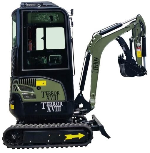 TYPHON TERROR XVIII Prestige Heavy-Duty Mini Excavator – 2-Ton Green Edition Rubber Track Digger with Kubota Diesel