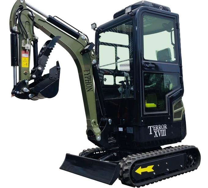 TYPHON TERROR XVIII Prestige Heavy-Duty Mini Excavator – 2-Ton Green Edition Rubber Track Digger with Kubota Diesel
