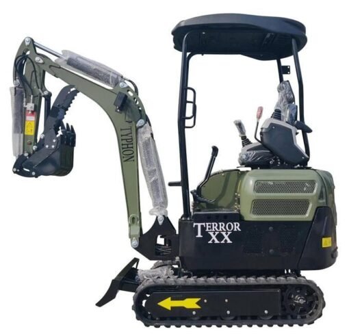 TYPHON TERROR XX Heavy-Duty Mini Excavator – 4000 lbs Green Edition Rubber Track Digger with Kubota D902 Diesel