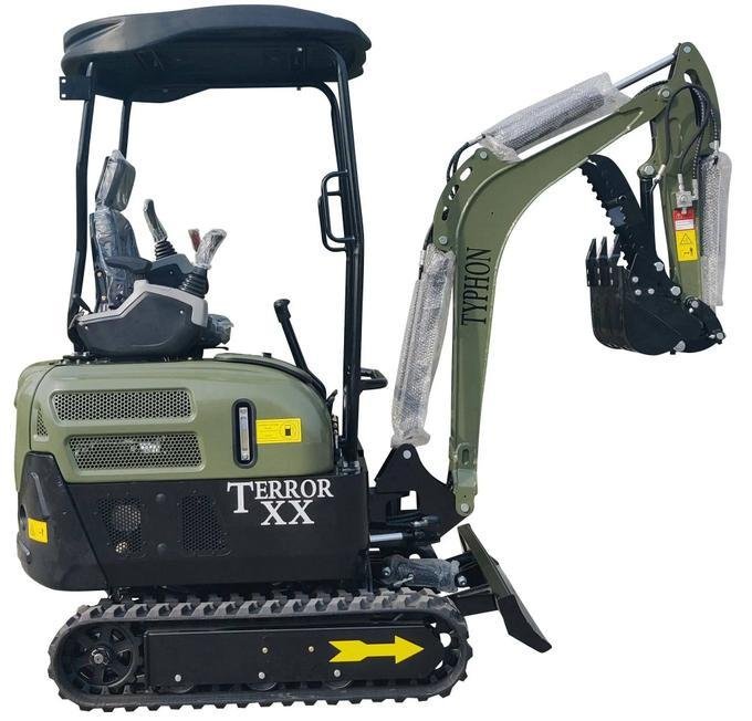 TYPHON TERROR XX Heavy-Duty Mini Excavator – 4000 lbs Green Edition Rubber Track Digger with Kubota D902 Diesel