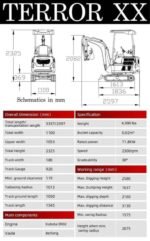 TYPHON TERROR XX Heavy-Duty Mini Excavator – 4000 lbs Rubber Track Digger with Kubota D902 Diesel Engine