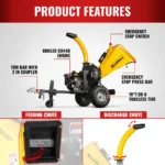 5 inch E-Start KOHLER 429cc 14hp Gasoline Engine Powered Disc Wood Chipper with Taillight , P4205 - Image 2