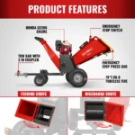 6 inch HONDA E-Start Gasoline Engine Powered 4 - Wheel Drum Wood Chipper with Taillight , B150 - Image 6