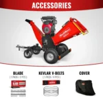 8 inch HONDA E-Start 688cc 22hp Gas Powered 4 - Wheel Drum Wood Chipper with Taillight , B200 - Image 6