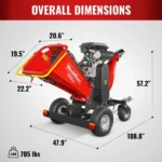 8 inch HONDA E-Start 688cc 22hp Gas Powered 4 - Wheel Drum Wood Chipper with Taillight , B200 - Image 3